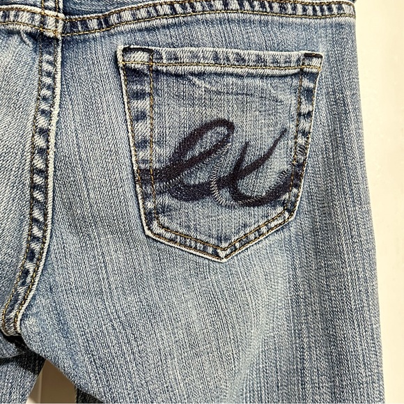 Vintage EXPRESS Women’s Jeans Super Low Rise Boot Cut Medium Wash Size 0R - Picture 6 of 12